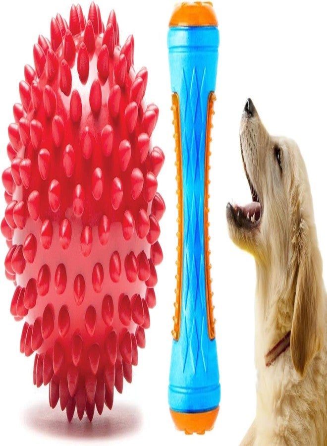 PET FUN كرة مطاطية طبيعية مدببة للكلاب من بيت فن، 2.8 بوصة | لعبة مضغ نطاطة للجراء والكلاب الصغيرة والمتوسطة الحجم | لعبة مضغ عائمة مزودة بإضاءة LED للكلاب والجراء | مجموعة ألعاب تدريب وجلب تصدر صوتاً، قطعتان - Image 1